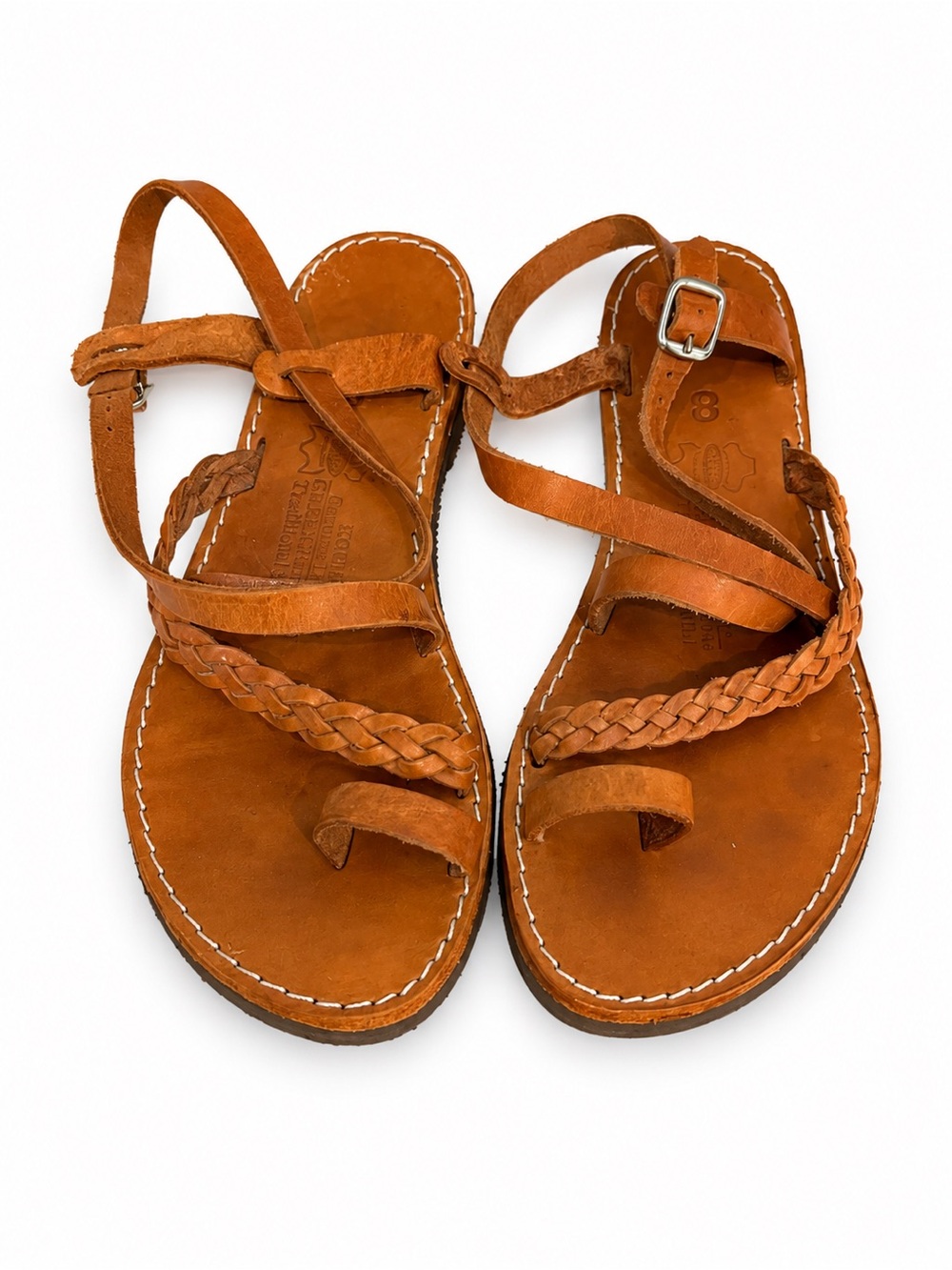 Kouros Genuine Leather Greek Sandals – Women’s Size 8